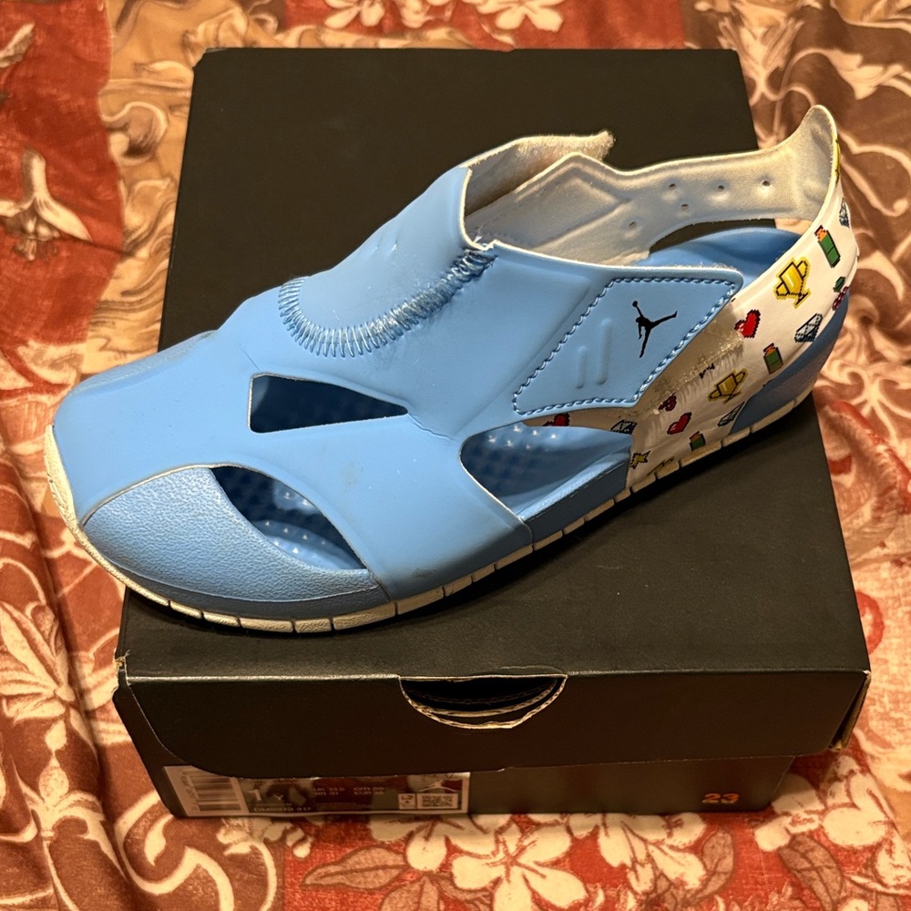Jordan Kids Light Blue Slip-On Sandal with Multicolor Heel Accents - Jordan